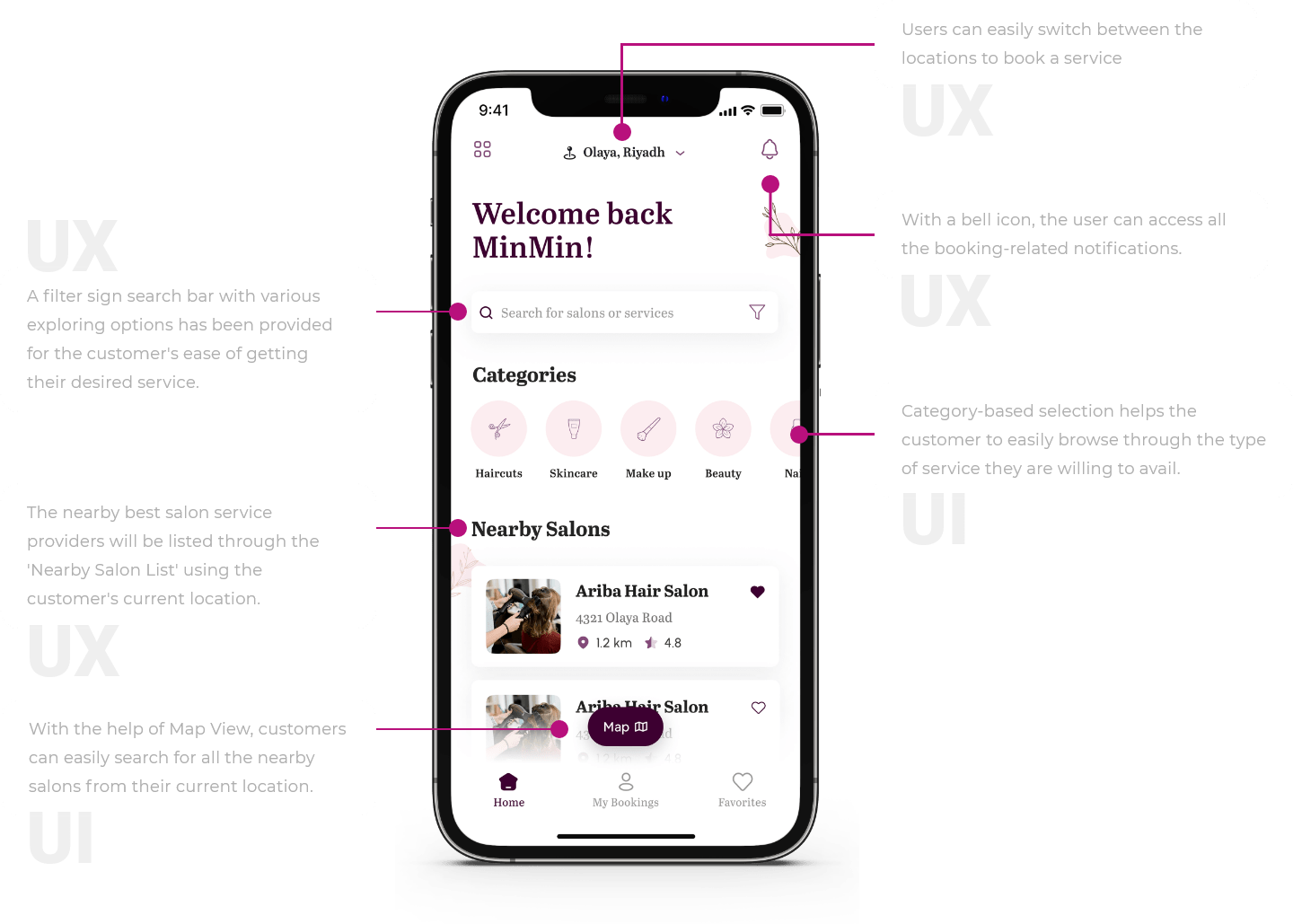 Salon Booking App UI/UX Design aPurple