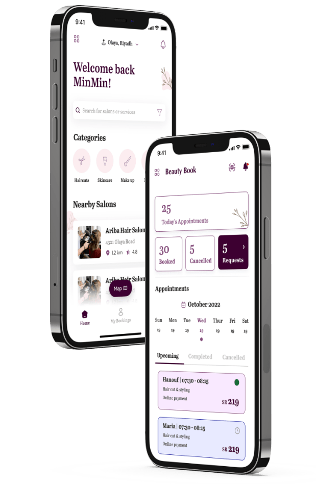 Salon Booking App UI/UX Design aPurple