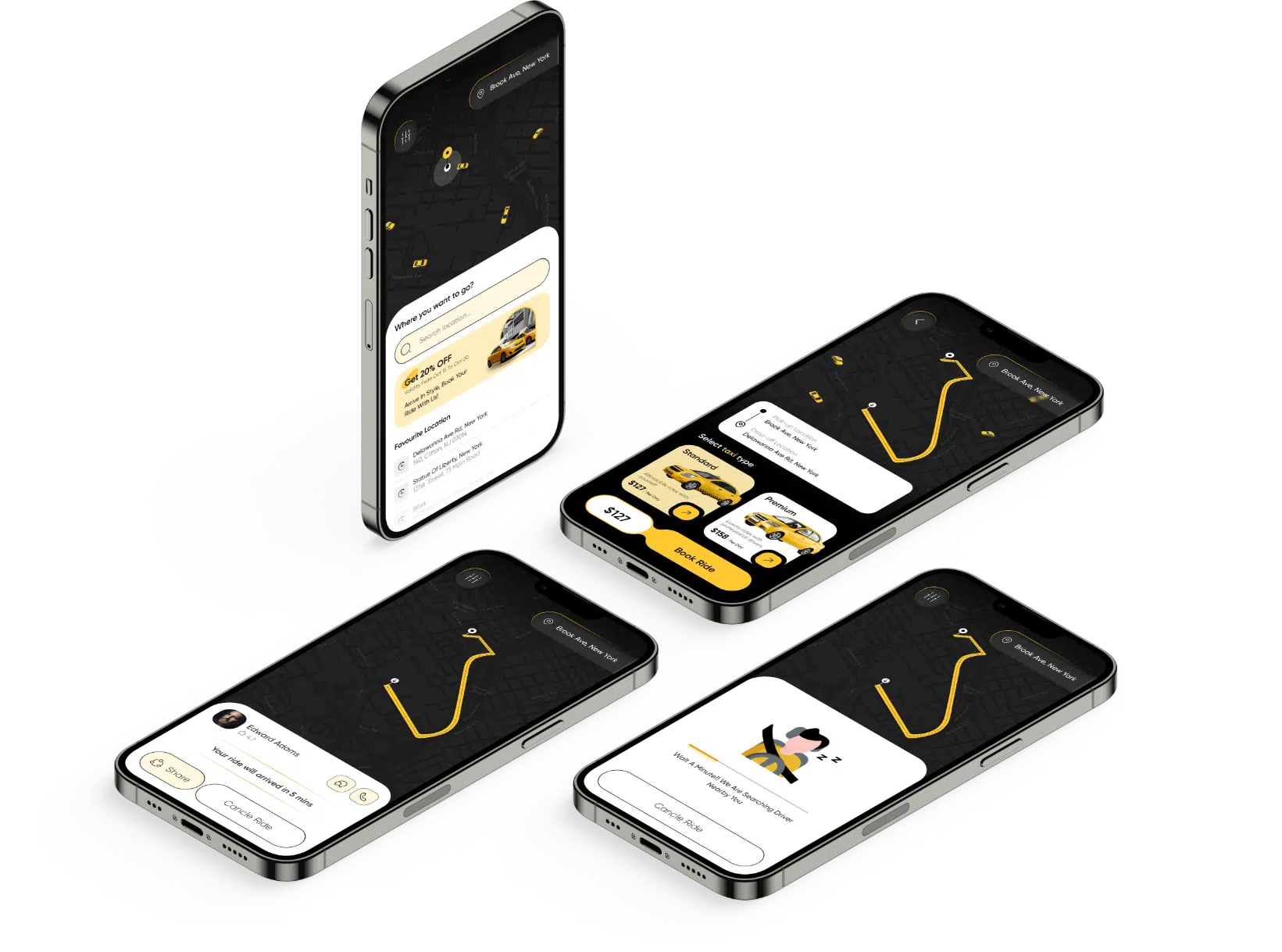 taxi app design layout