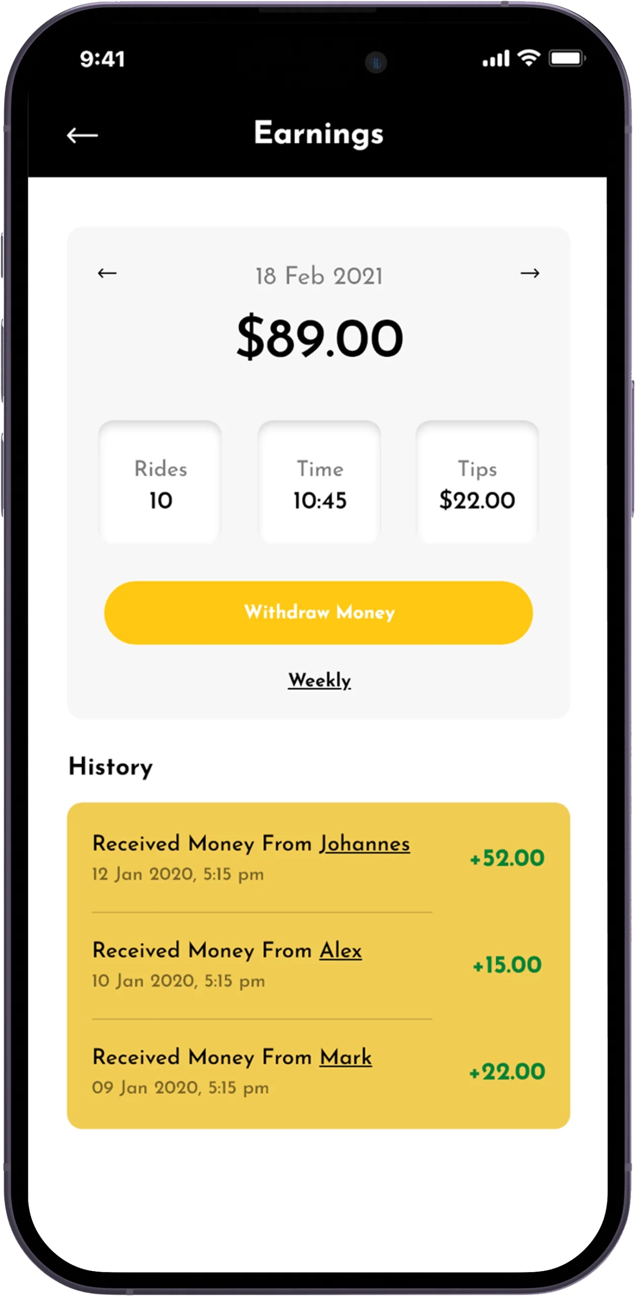 uber clone driver app features