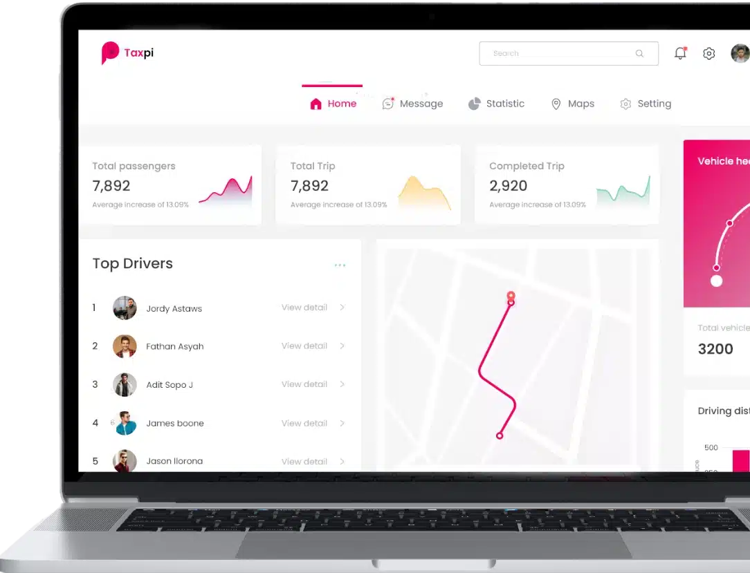 admin panel for lyft clone app