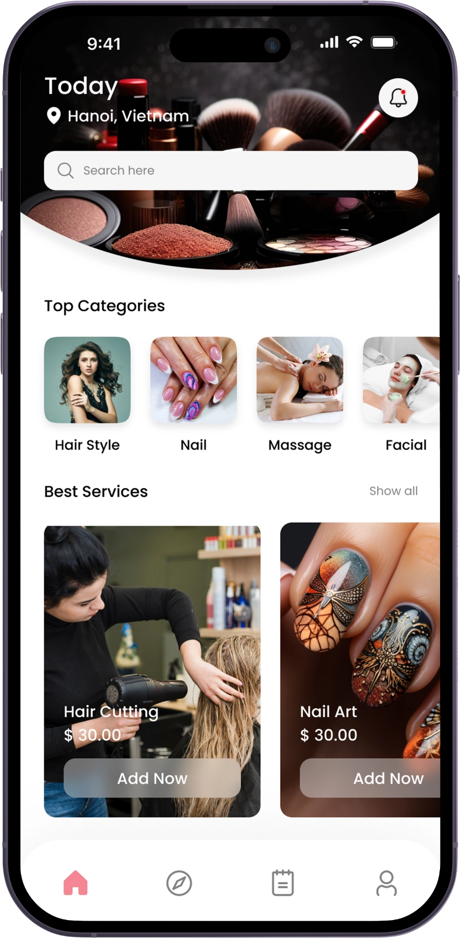 beauty app customer feature