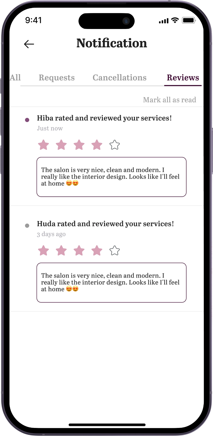 beauty professional feature for salon app