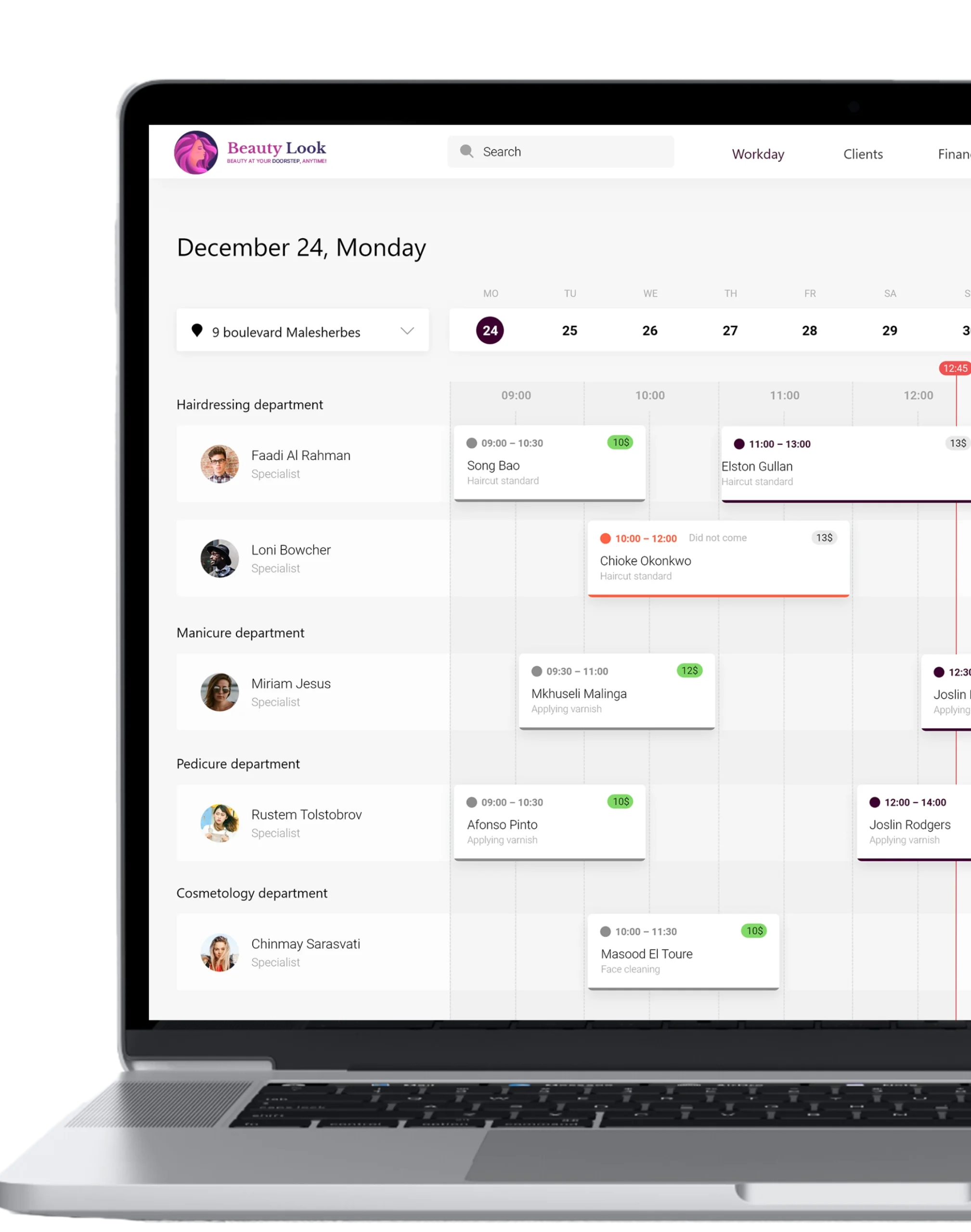 salon app admin feature