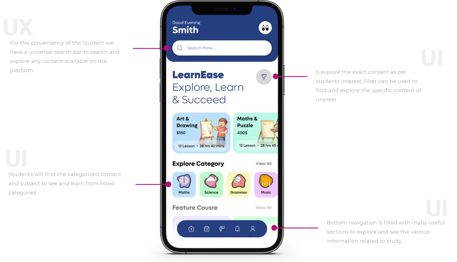 education mobile app ui ux design