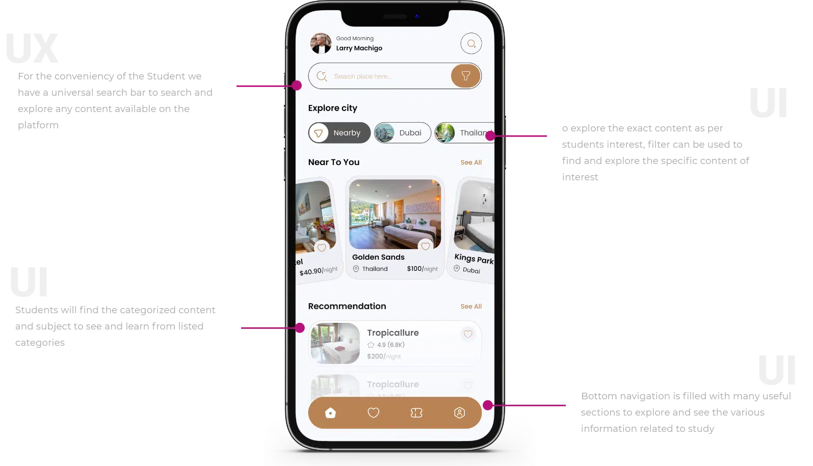 hotel booking app ui design
